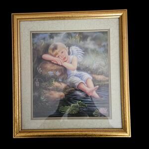 Donna Heath Brooks Guardian Angel Print Framed Home Garden Party